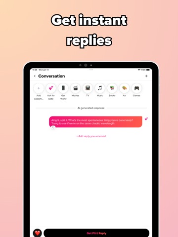Wingman: Rizz & Pickup Lines iPad screenshot