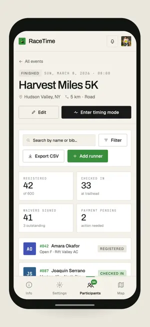 Manage race with RaceTime screenshot 3
