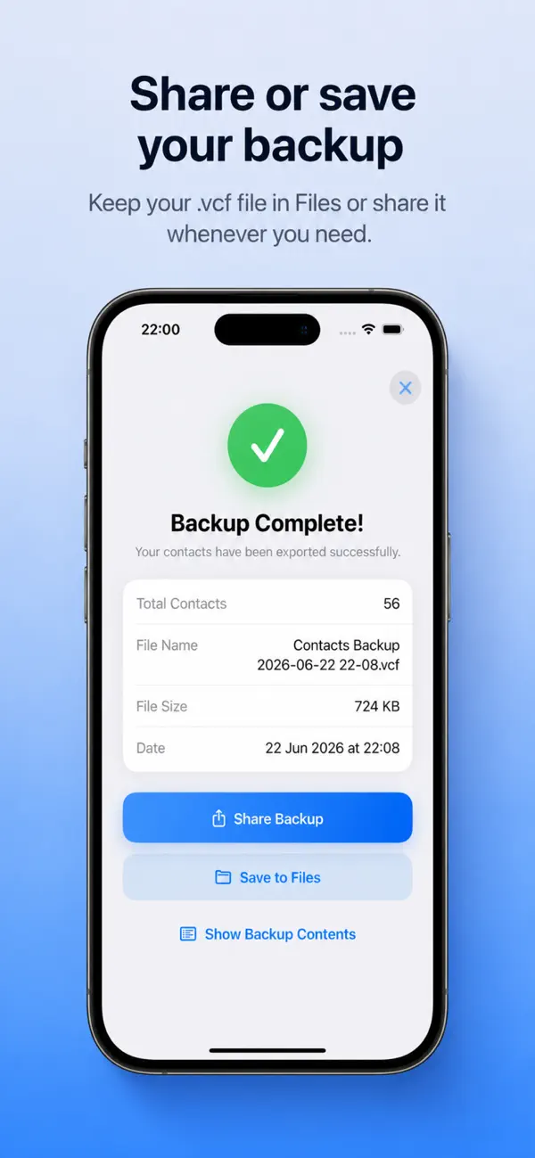 Screenshot #2 pour My Contacts: Backup & Restore