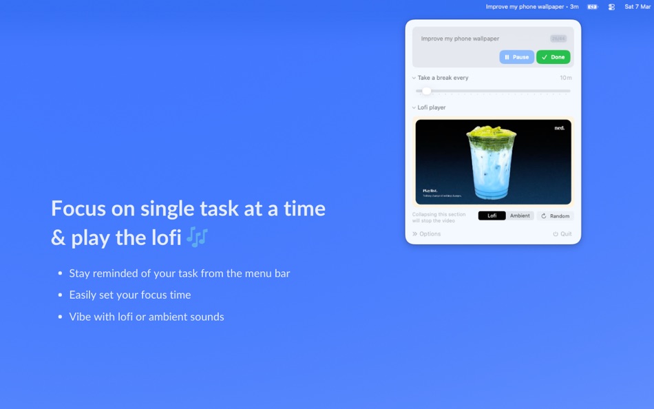 #1. Satu - One Task at Menubar (macOS) Με: Singgih Nn