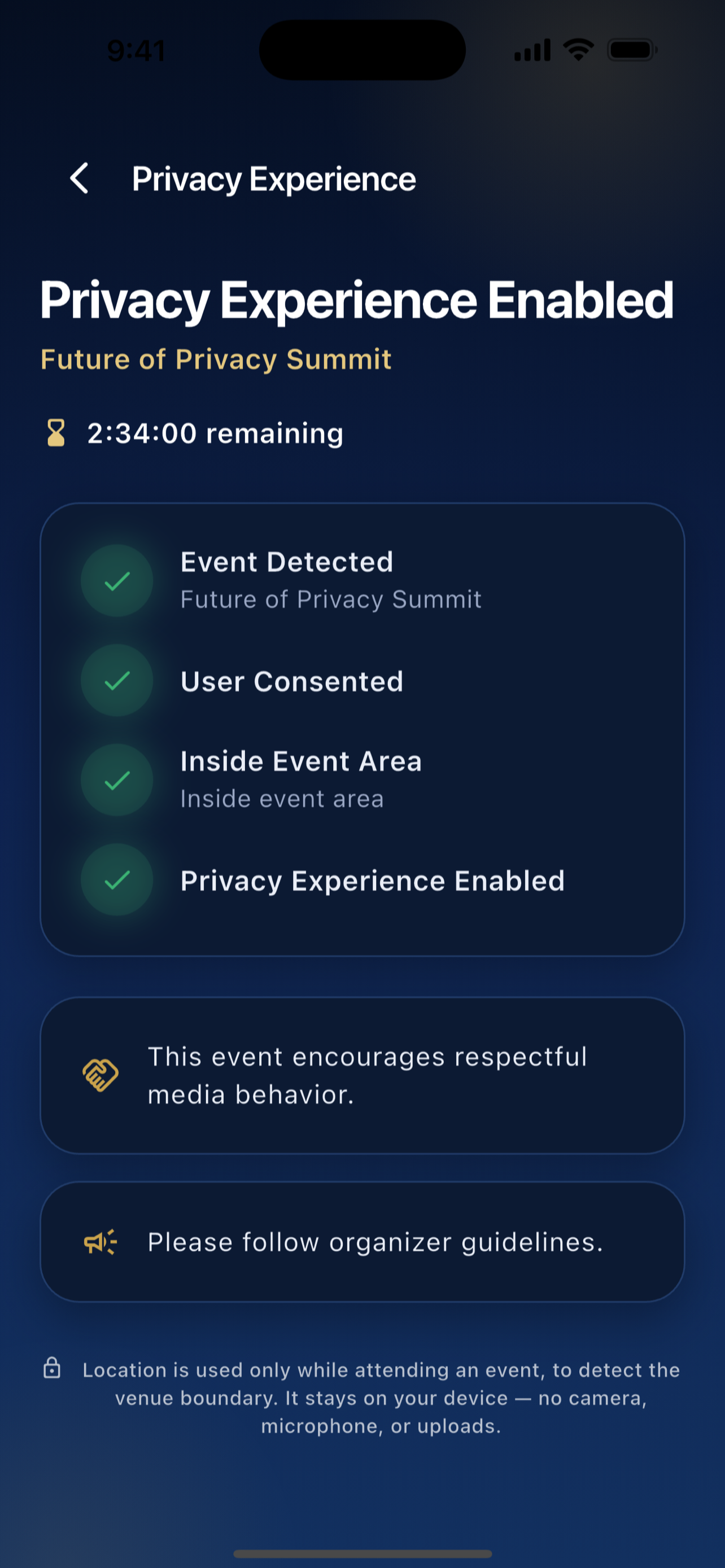 Event Privacy screenshot 4