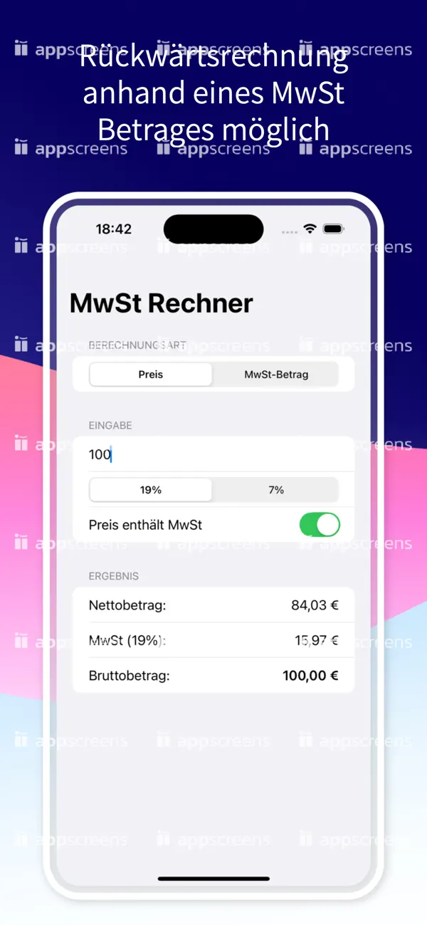 Screenshot #3 pour MwSt Rechner 2