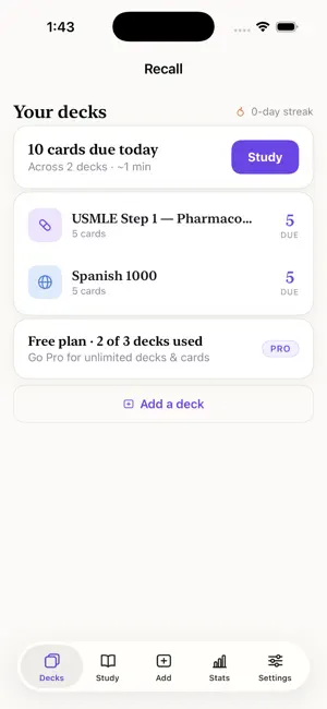 Recall: Flashcards & FSRS screenshot 4