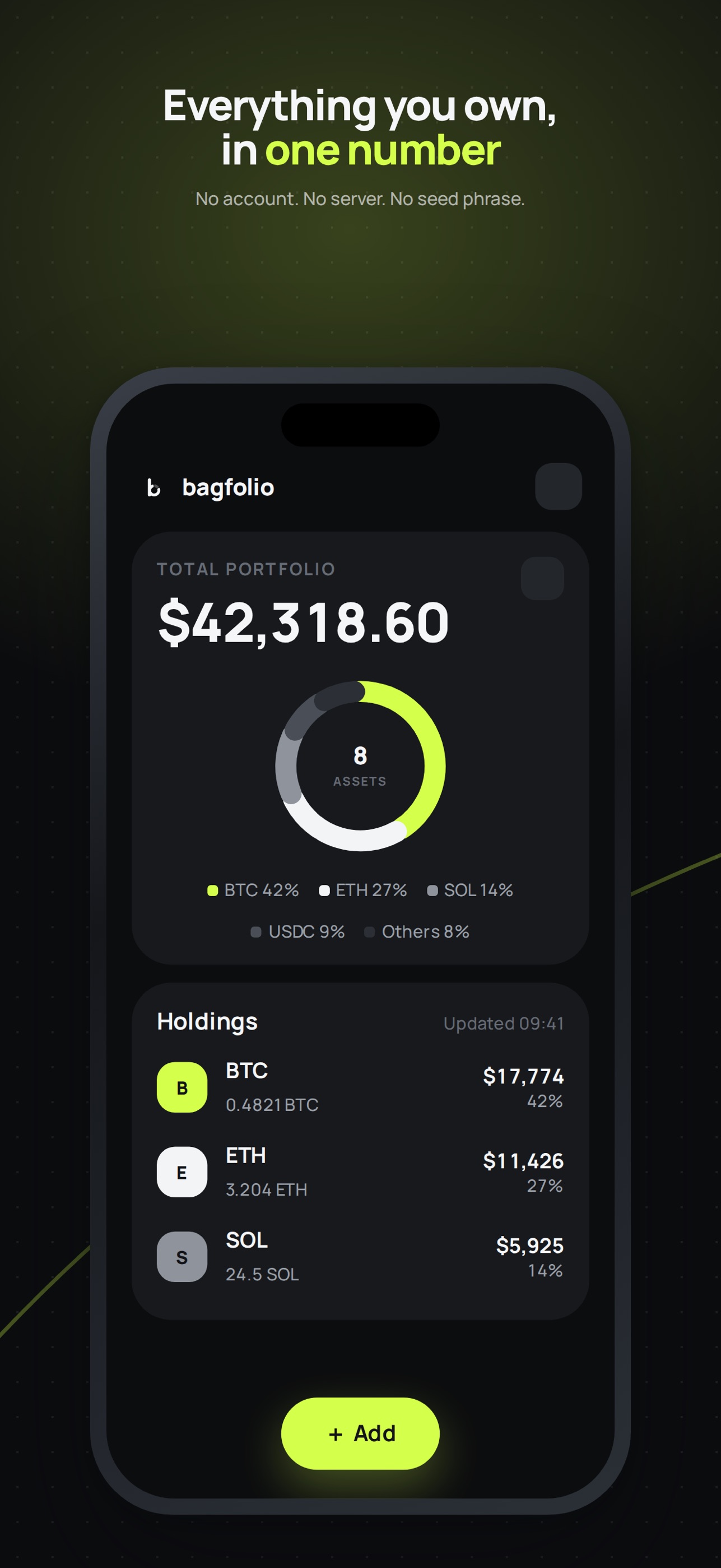Screenshot 1 of bagfolio: Crypto Portfolio