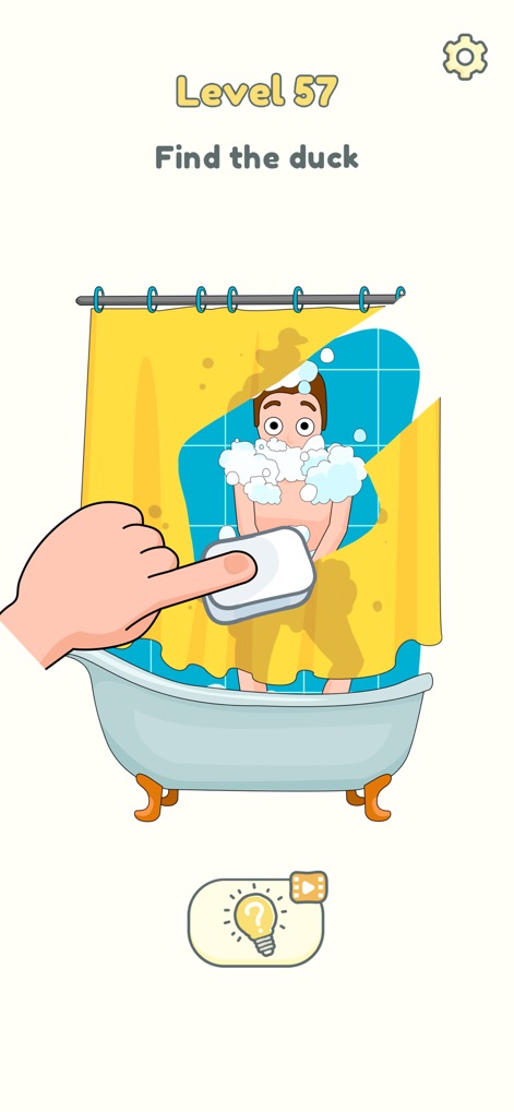 DOP 2: Delete One Part - La aplicación propone un ingenioso reto en el baño, donde los usuarios interactúan borrando parte de la cortina de ducha para revelar a un hombre enjabonado y descubrir lo que se esconde.