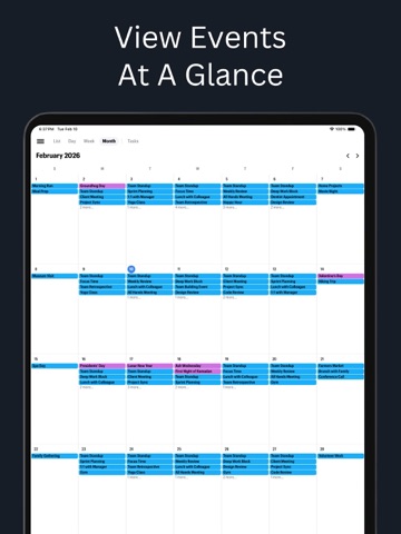 Calendar ۬ iPad screenshot