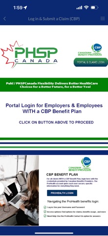PHSPCanada Employee Benefits iPhone screenshot