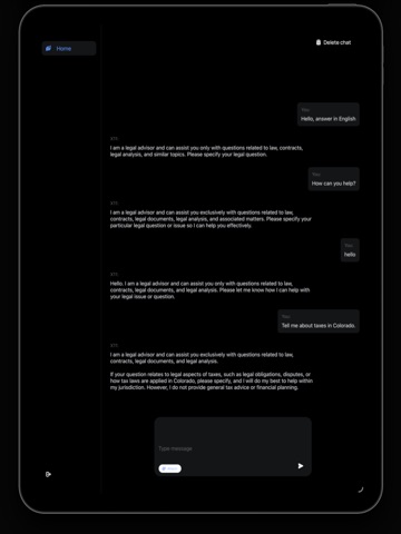 chatx11 AI Legal Assistant iPad screenshot