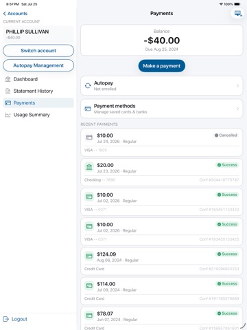 Bolivar Energy Authority iPad screenshot