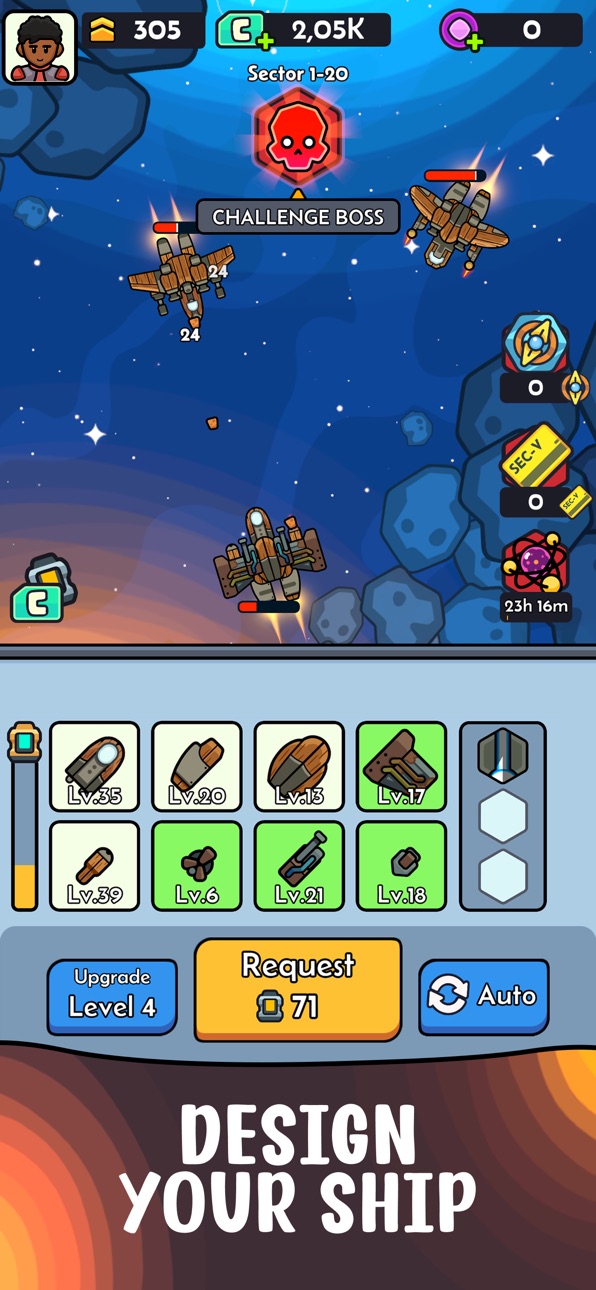 Idle Space: Ship Crafting RPG iOS Mod IPA screenshot 2 - iOS game interface