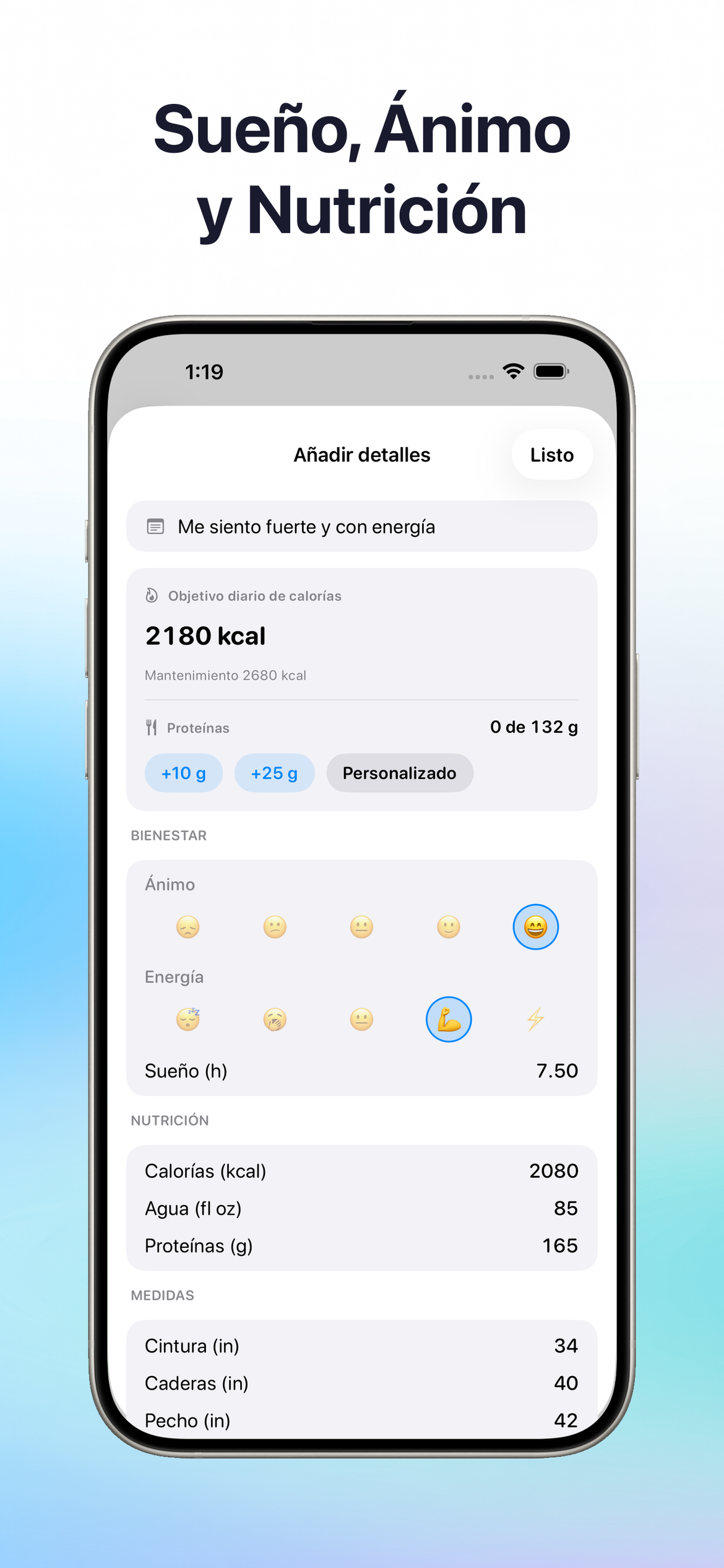 MyWeightLog - Control de peso — Controla sueño, ánimo y nutrición