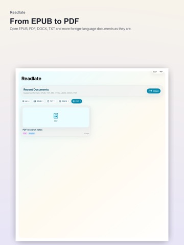 Readlate: EPUB Translator iPad screenshot