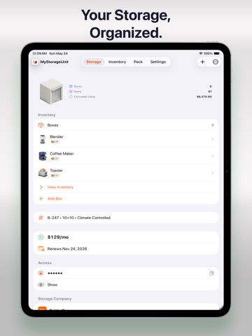 MyStorageUnit - Item Inventory iPad screenshot