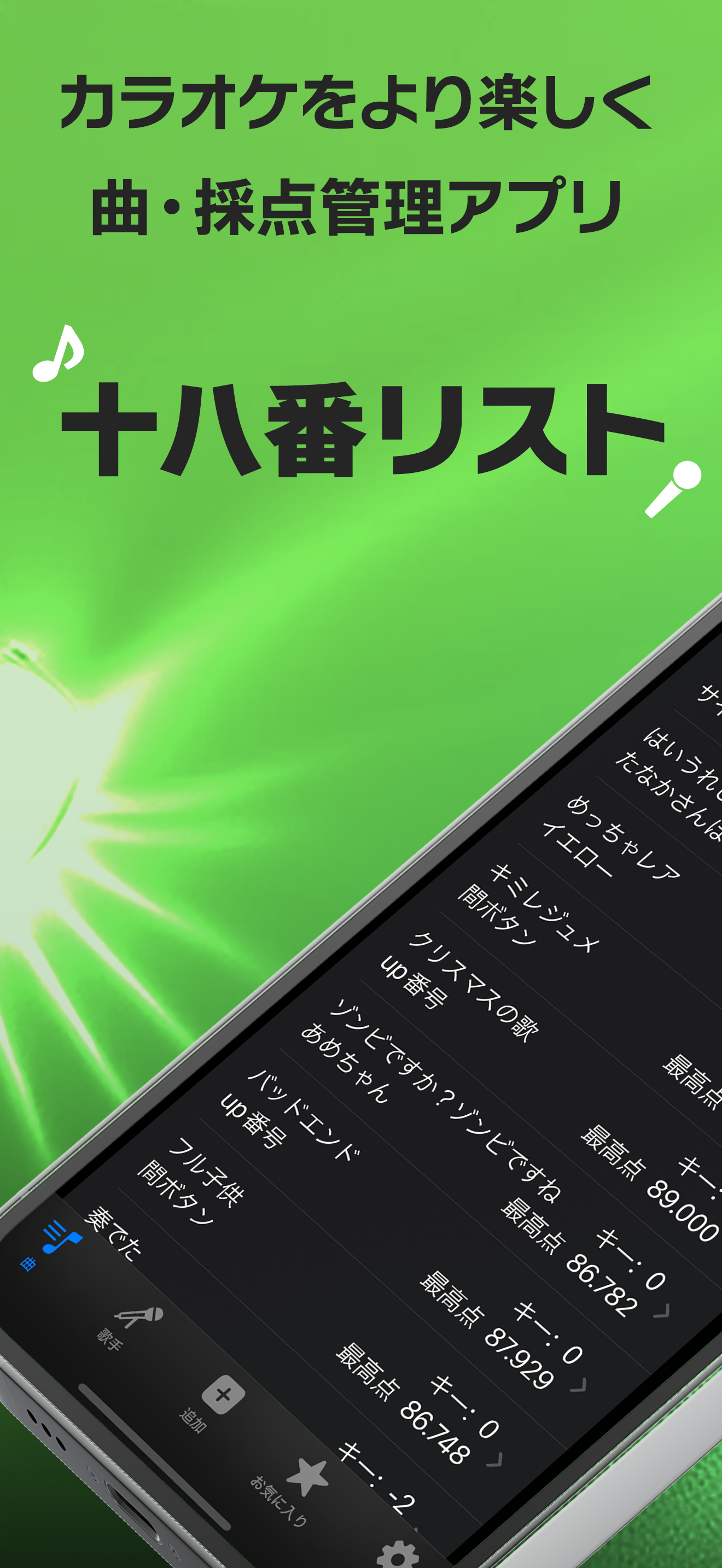 カラオケ 曲・採点管理 - 十八番リスト