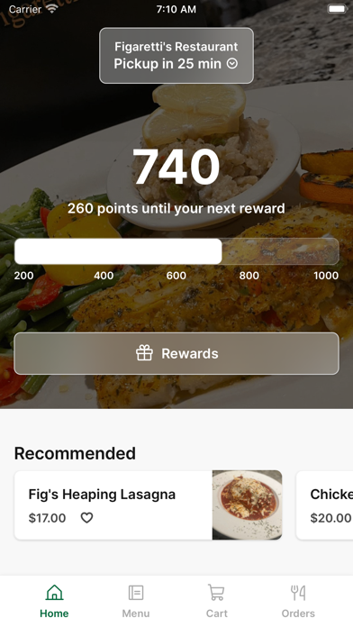 Figaretti's Restaurant iPhone screenshot 1 - Food & Drink app