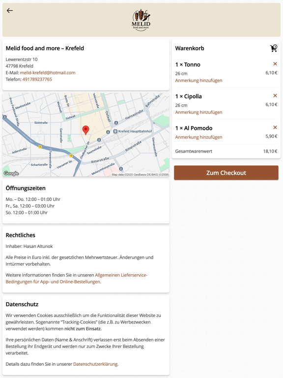 Melid food and more Krefeld iPad screenshot