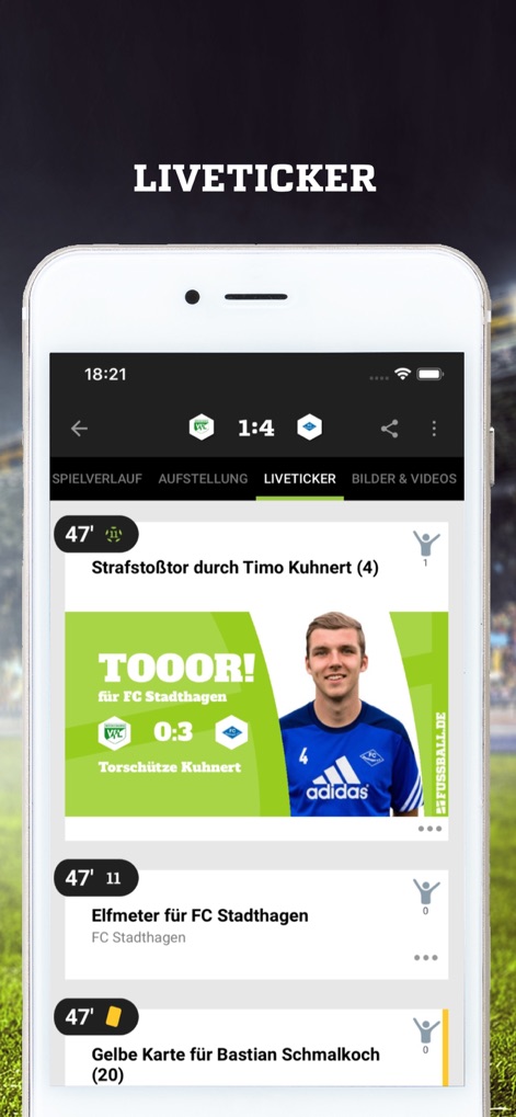 FUSSBALL.DE - Der Liveticker liefert sekundengenaue Updates zu wichtigen Spielereignissen wie "Toren" und "Karten", sodass Nutzer keine entscheidende Aktion verpassen.