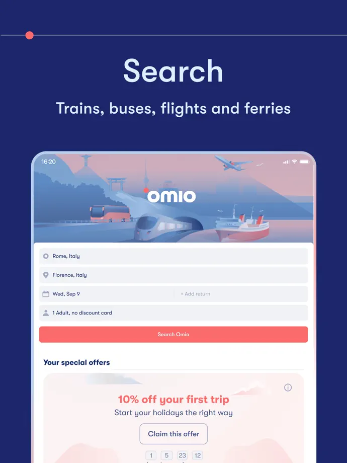 Omio iPad screenshot 2
