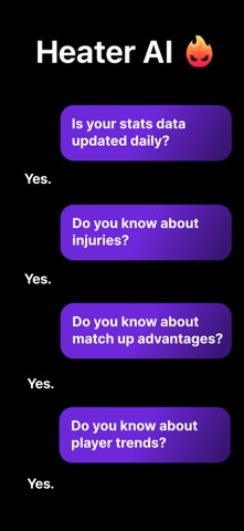 Heater AI - Sports Chat iPhone screenshot
