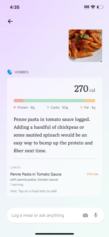 Hobbes: Nutrition Habit Coach iPhone screenshot