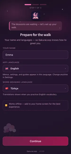 SakuraLoop - English Vocab screenshot 1