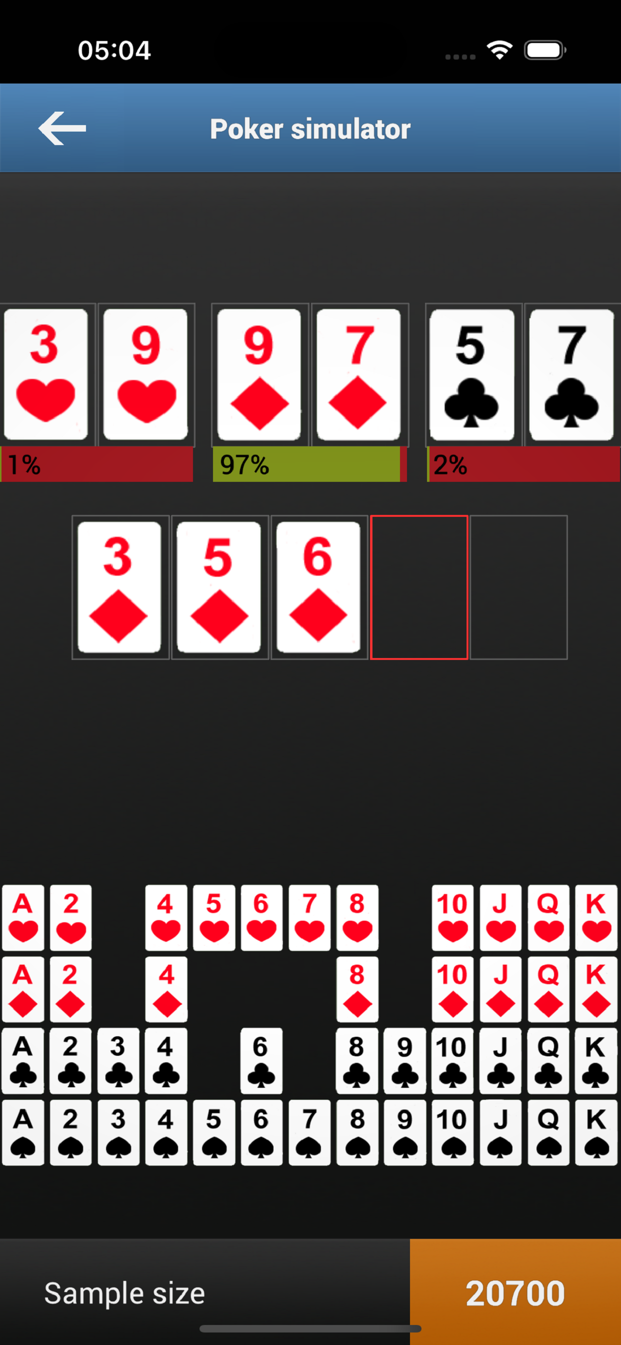 Live poker odds calculator