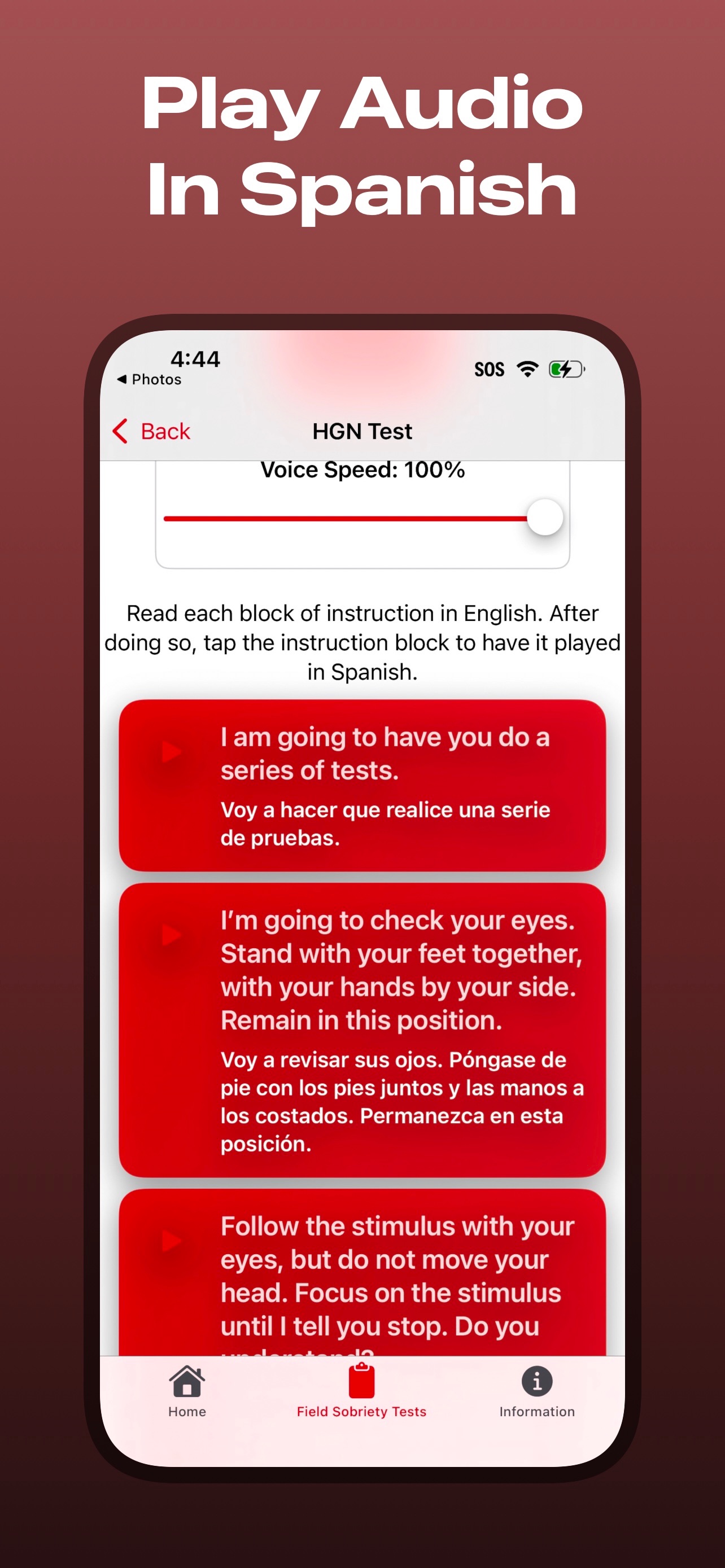 Spanish SFST screenshot 2