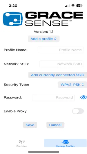 GraceSense Provisioning screenshot 2