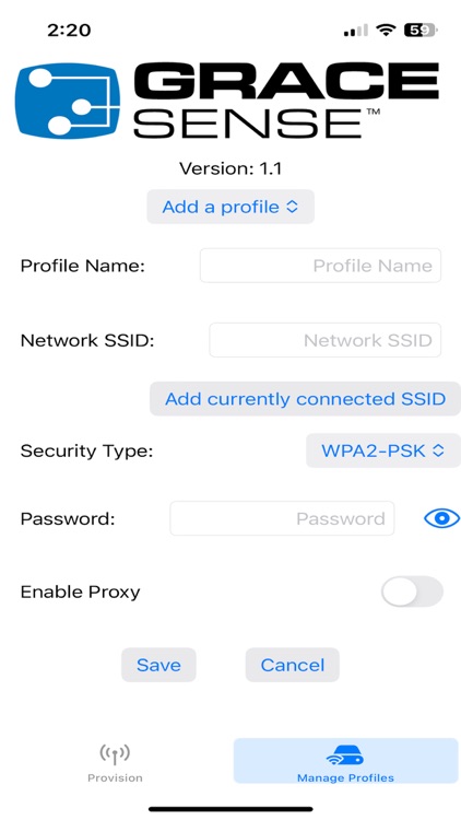 GraceSense Provisioning