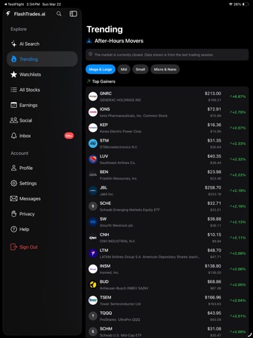 FlashTrades AI iPad screenshot