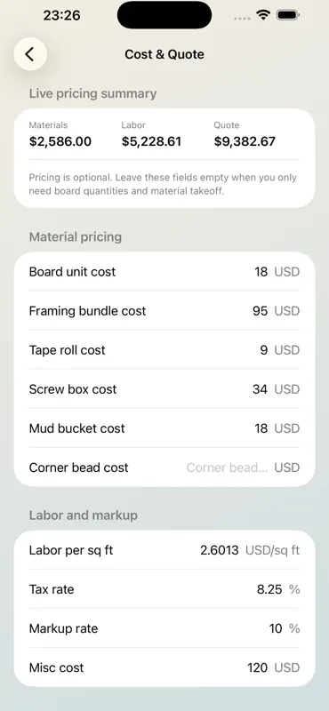 Drywall Project Takeoff screenshot 6 of 8