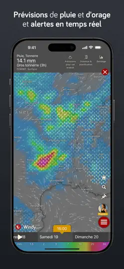Capture d'écran de Windy.com - Météo & Radar sur iPhone 5