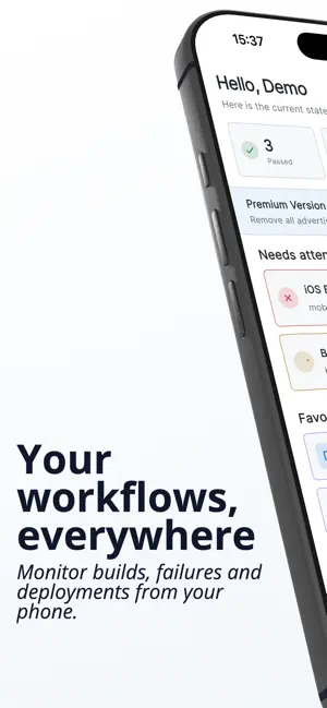 GitFlow : GitHub Actions iPhone screenshot 1
