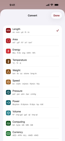 Conversion: Unit Converter iPhone screenshot