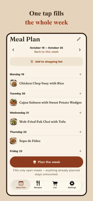 Tellerino: Meal Plan & List screenshot 1