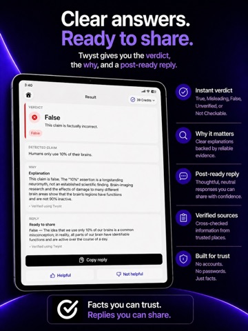 Twyst Fact Check iPad screenshot