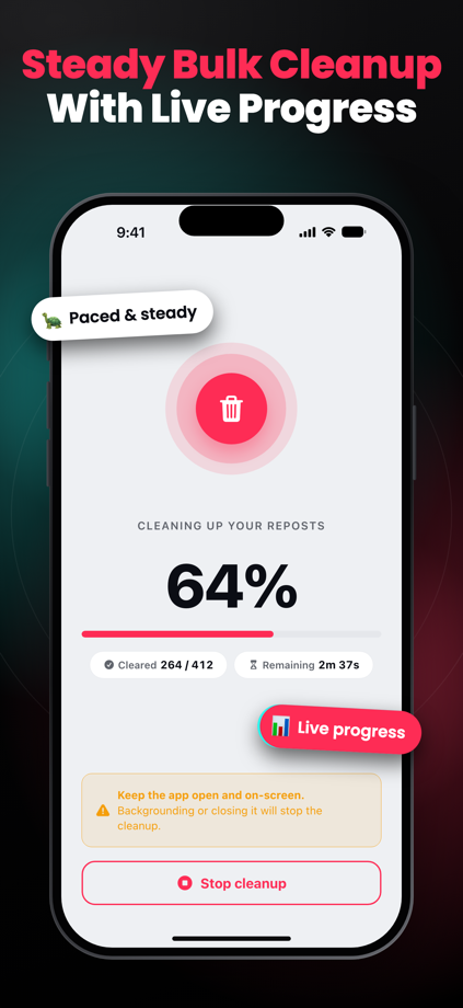 UnReposter：视频转发一键批量删除 的 App Store 截图 3