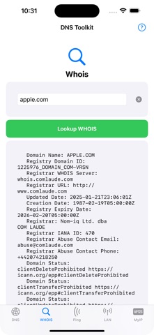 DNS & Whois Toolkit screenshot