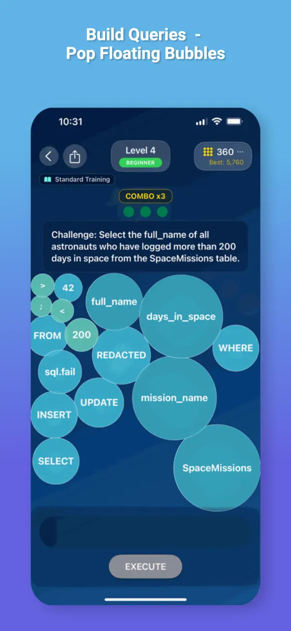 #3. SQL Bubble Pop-SQL Coding Game (iOS) 由: Baldwin Apps LLC