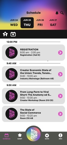 VidCon Anaheim iPhone screenshot