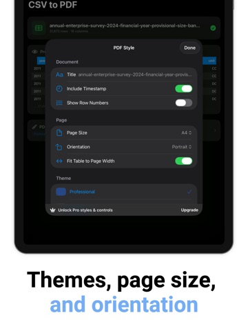 CSV to PDF Converter Pro iPad screenshot