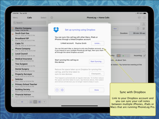 PhoneLog for iPhone & iPad iPad screenshot 4 - Productivity app