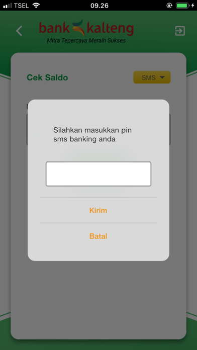Bank Kalteng SMS Banking Screenshot