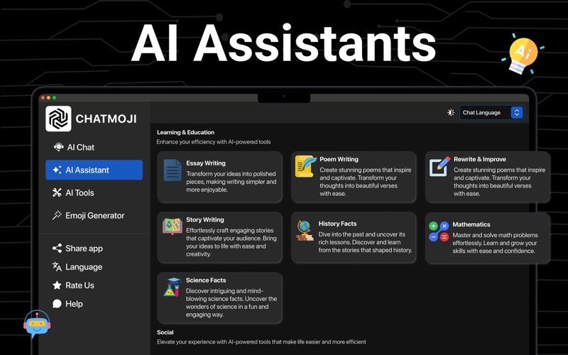 AI Chat Bot & Emoji Generator Screenshot
