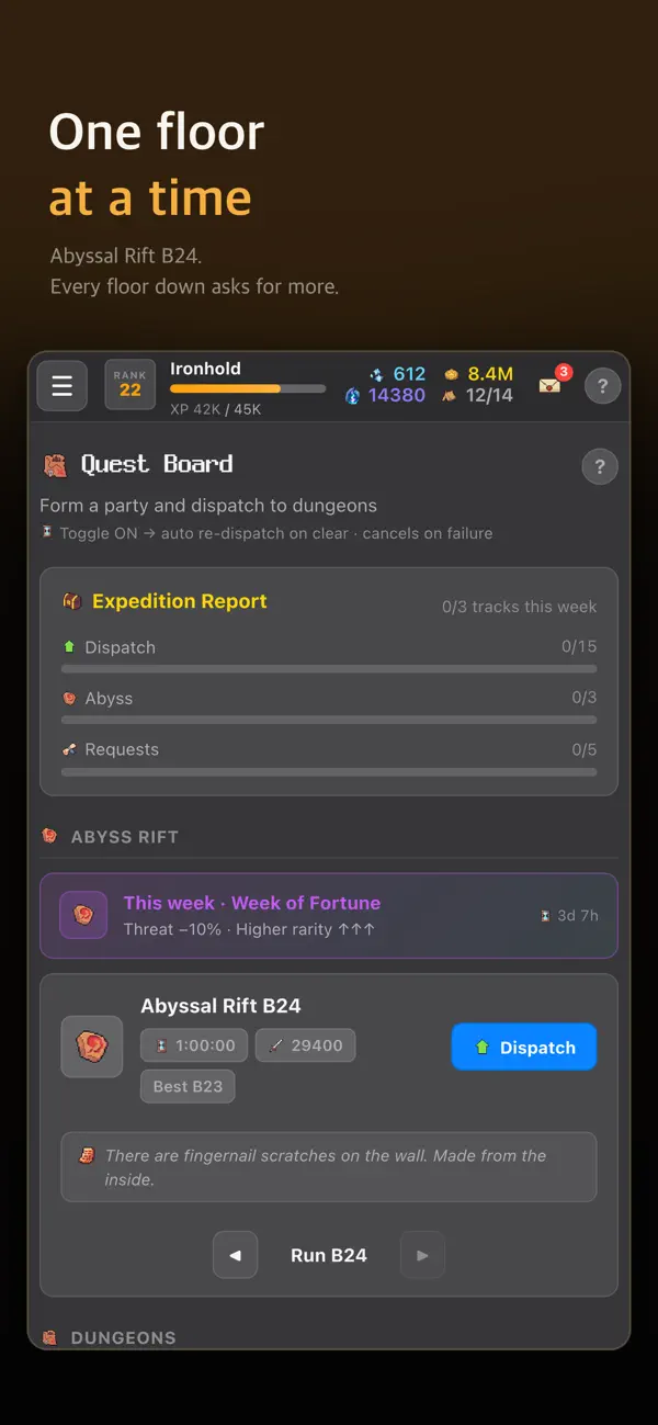 Screenshot #2 pour Idle Guild: Dungeon TEXT RPG