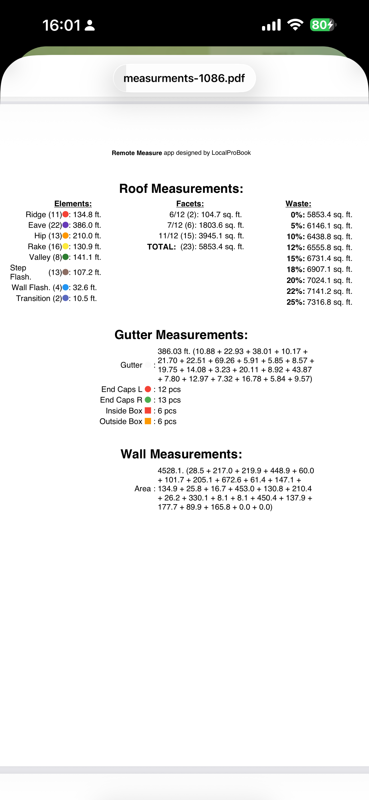 RemoteMeasure: Roof Report screenshot 5
