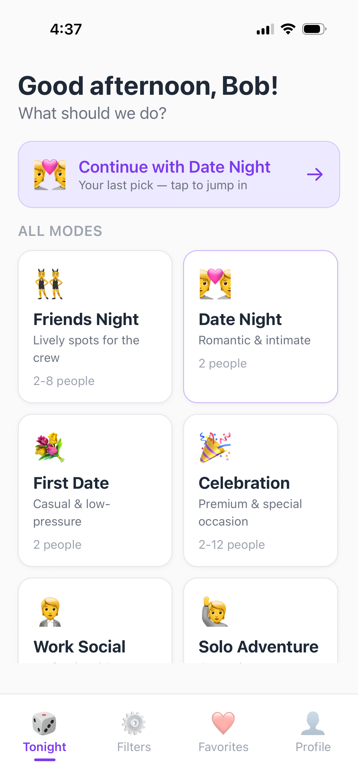 Roulette Night: Date Planner