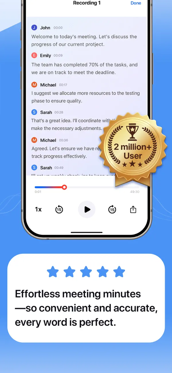 Screenshot #3 pour AI Transcribe - Voice Recorder