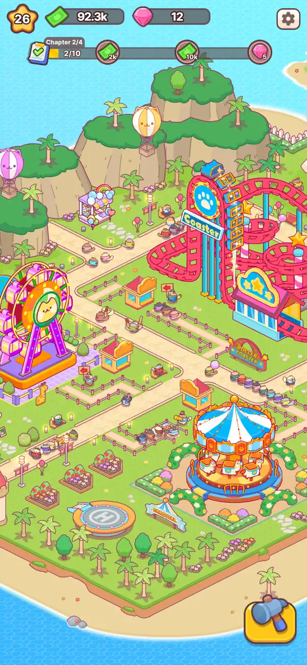 Cat Theme Park : Cute Tycoon iOS Mod IPA screenshot 1 - iOS game interface