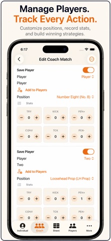 Rugby+ Match Stats Scorebook iPhone screenshot